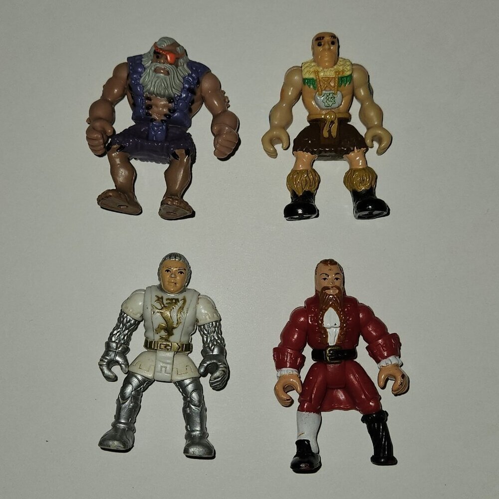 4 VTG Imaginext Toy Figures Lot Caveman 2004 Peg Leg Pirate Silver Knight 2001